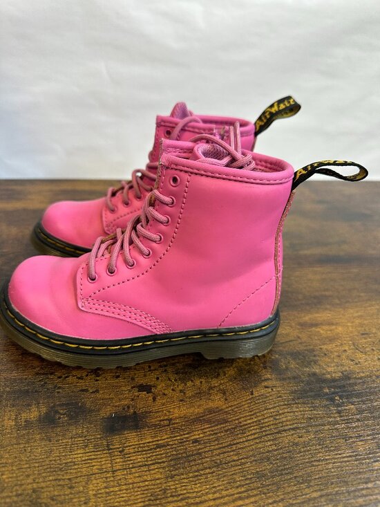 Dr. Martens Other - Dr Martens Delaney Hot Pink Leather Kids Boots Side Zip US 9 Toddler 31285